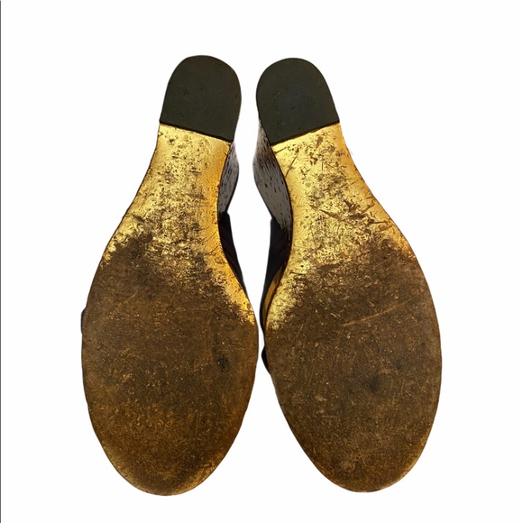 Yves Saint Laurent Gold IDOLE Platform Wedges - Picture 6 of 8